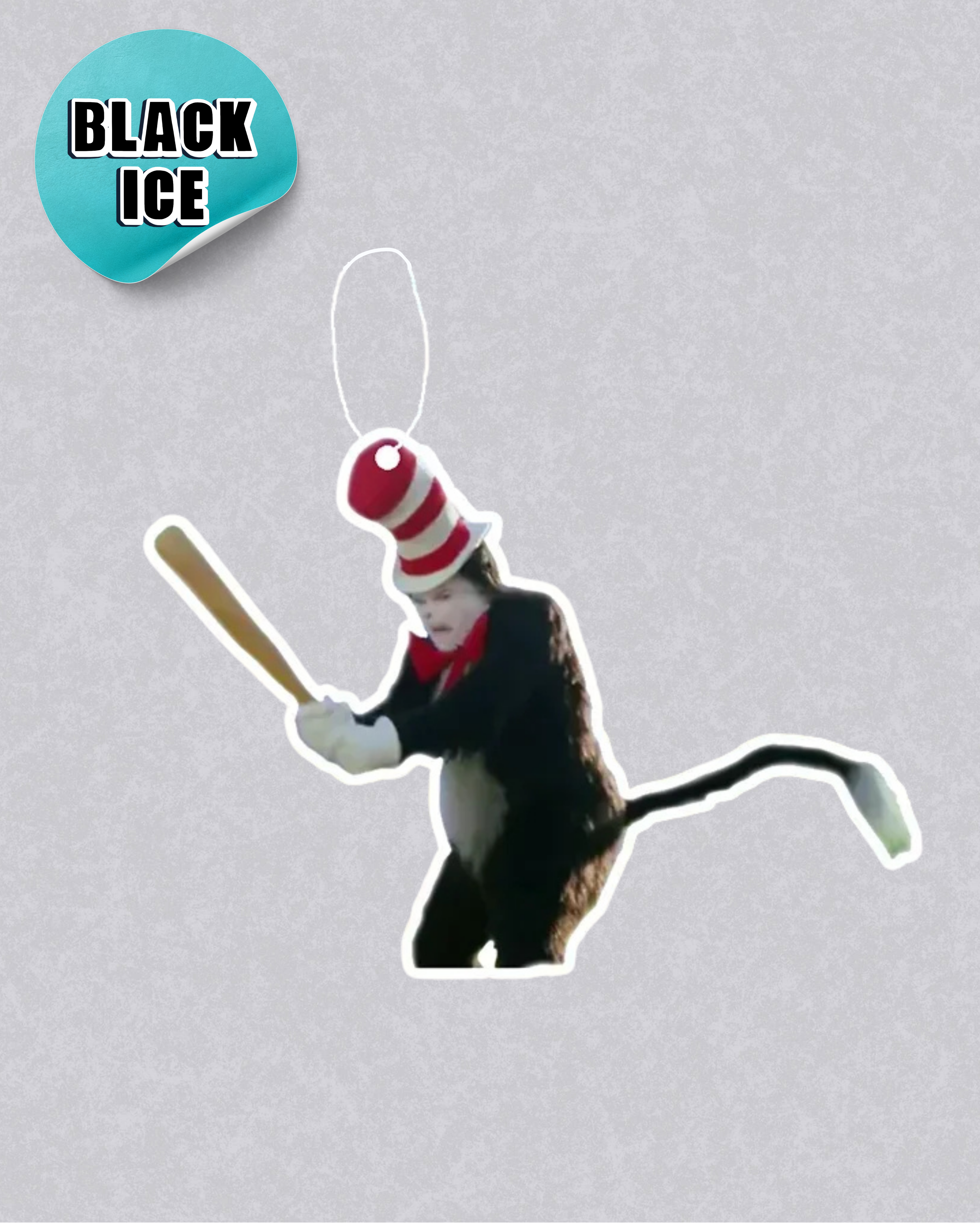 Cat in the hat with a bat